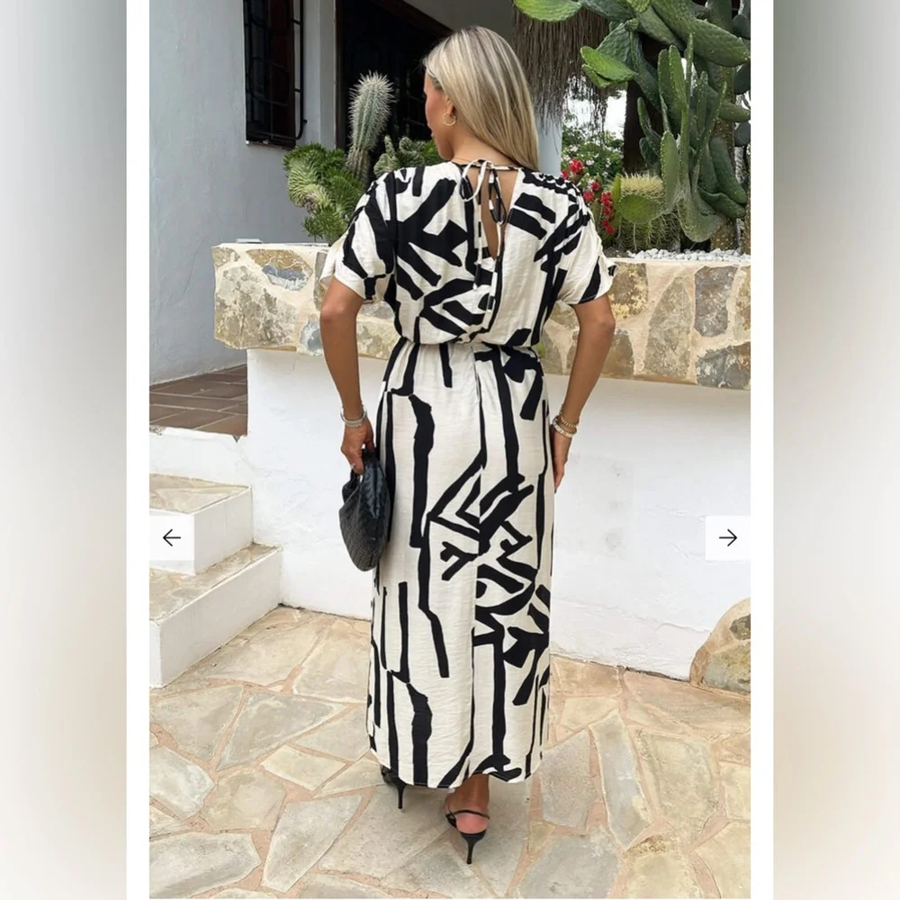 NEW Black and White Abstract Dress! - Picture 3 of 3